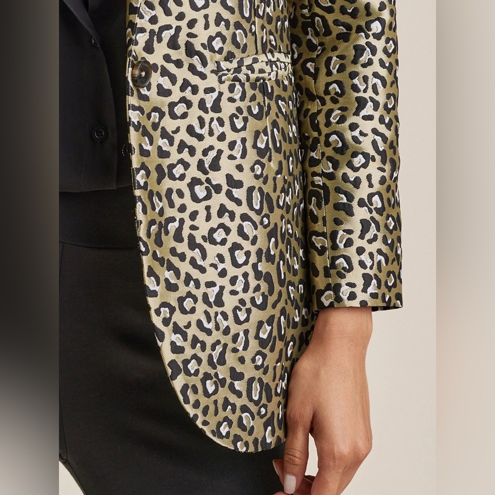 NEW VENUS Leopard Jacquard Blazer COLOR Black & Gold - Picture 5 of 12